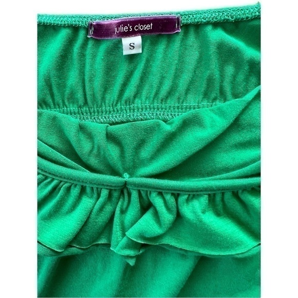 𝅺JULIE’S Closet Romantic Flutter Sleeveless Green Empire Waist Top, Size Small - Picture 5 of 8